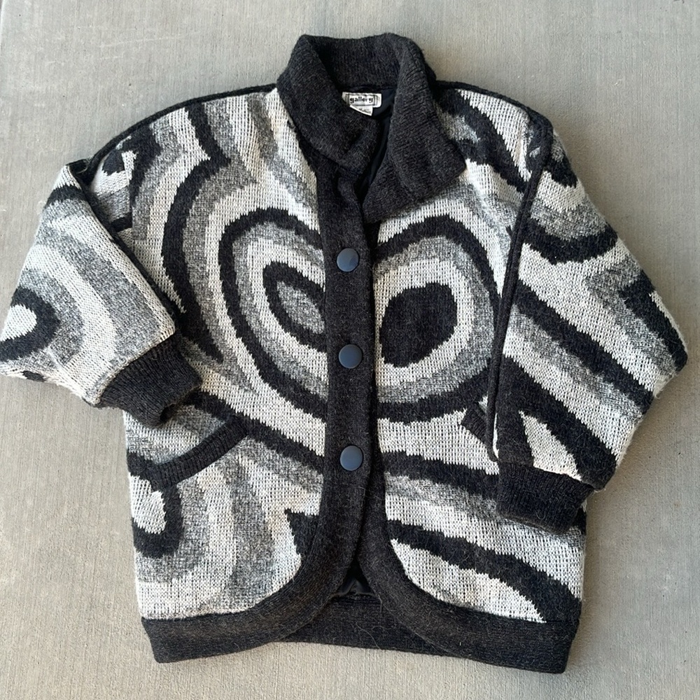 Vintage GALLERY Abstract Swirl Knit Coat Jacket Medium - Picture 11 of 11